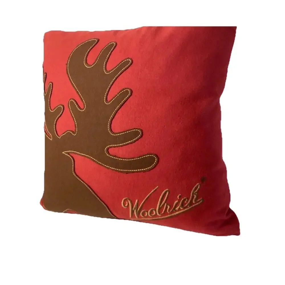 Woolrich MOOSE‎ ANTLER Decorative Appliqué Throw Feather Pillow 15”x 15” EUC